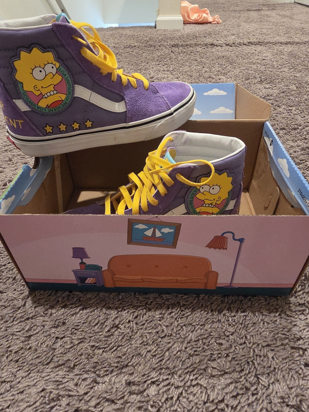 Vans Kids' Purple High-Top Sneakers with Lisa Simpson Graphic